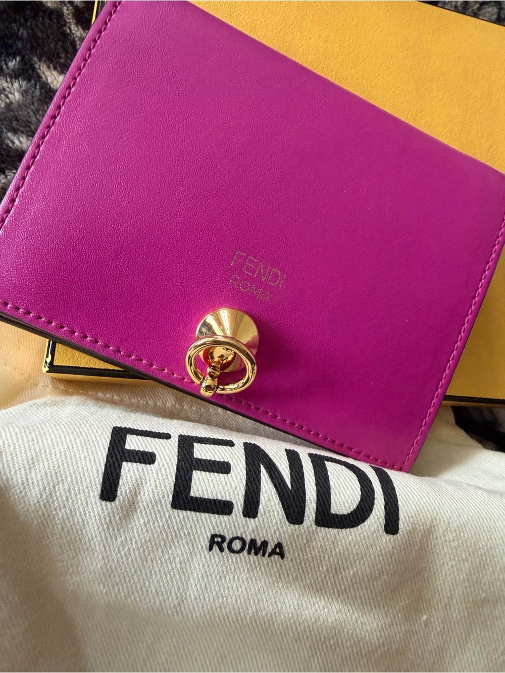 FENDI Pink Leather Mini Wallet with Gold Hardware - Picture 8 of 8